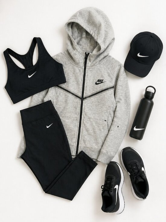 Nike Other - Nike Zip Up Hoodie Gray Full Zip Sweatshirt Mens Medium Swoosh Athletic Jacket